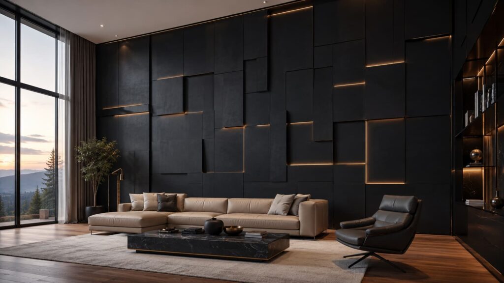 charcoal black accent wall