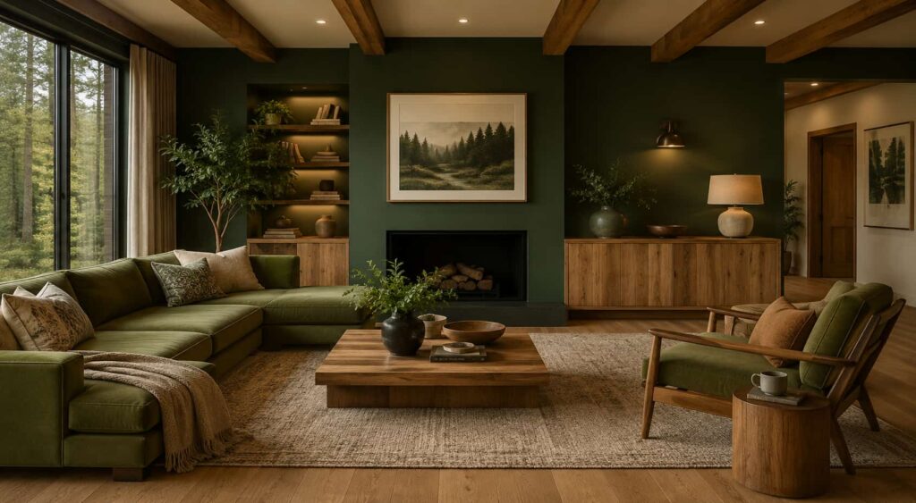 Forest Green and Wood Tones