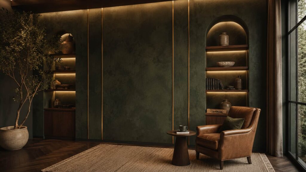 forest green luxury accent wall