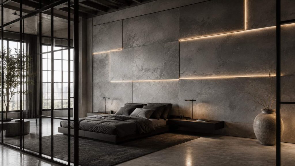 matte grey industrial style wall