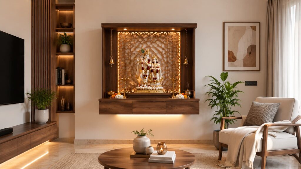 modern apartment wall mounted mandir