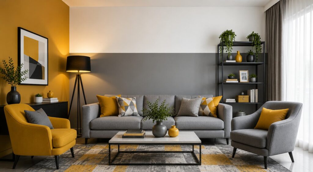 Mustard Yellow and Grey