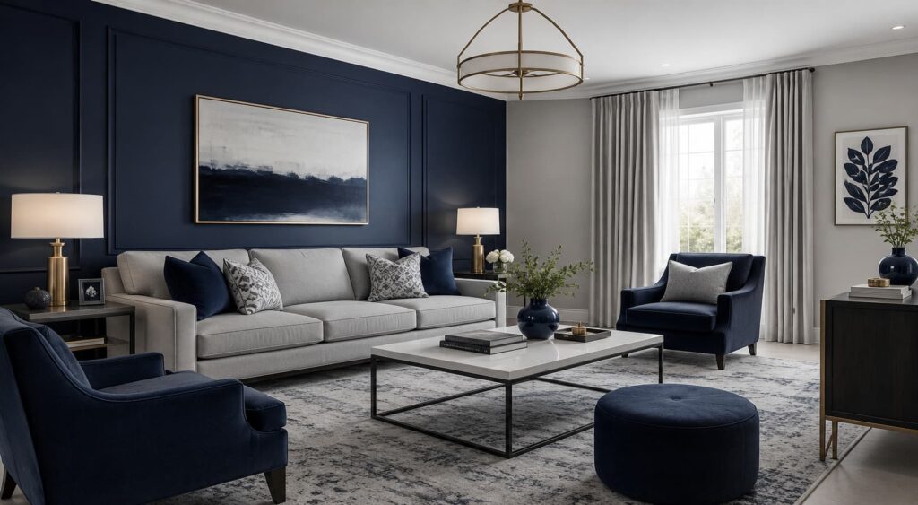 navy blue and light grey