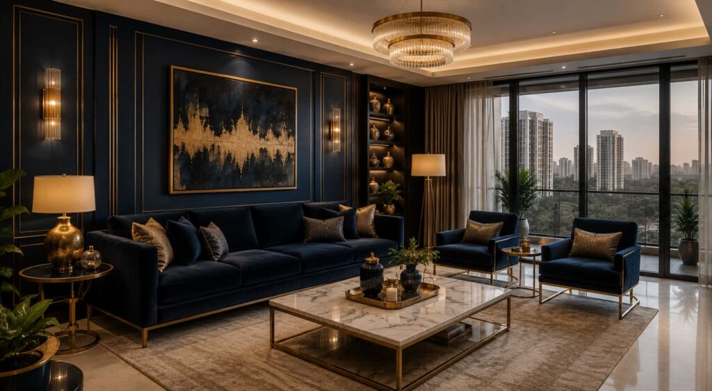 navy blue gold accents