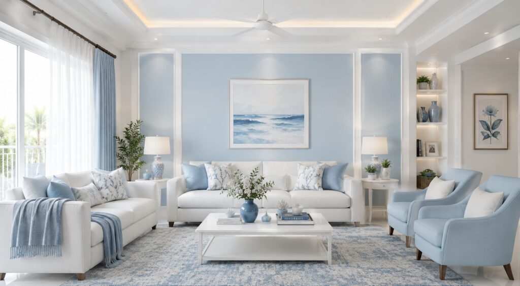 Sky Blue and White