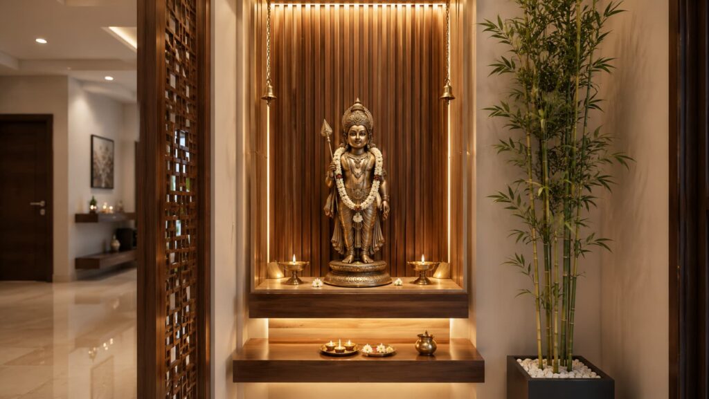 small corner pooja room