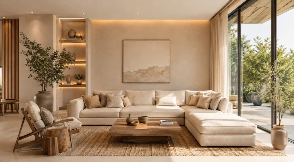 soft beige minimal wall design