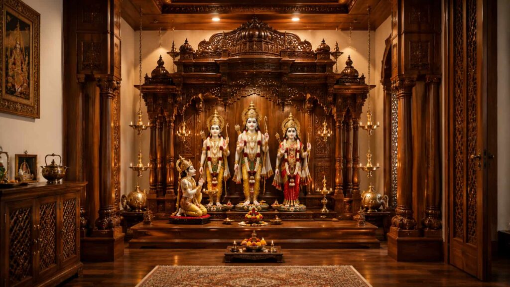 traditional wooden pooja-room