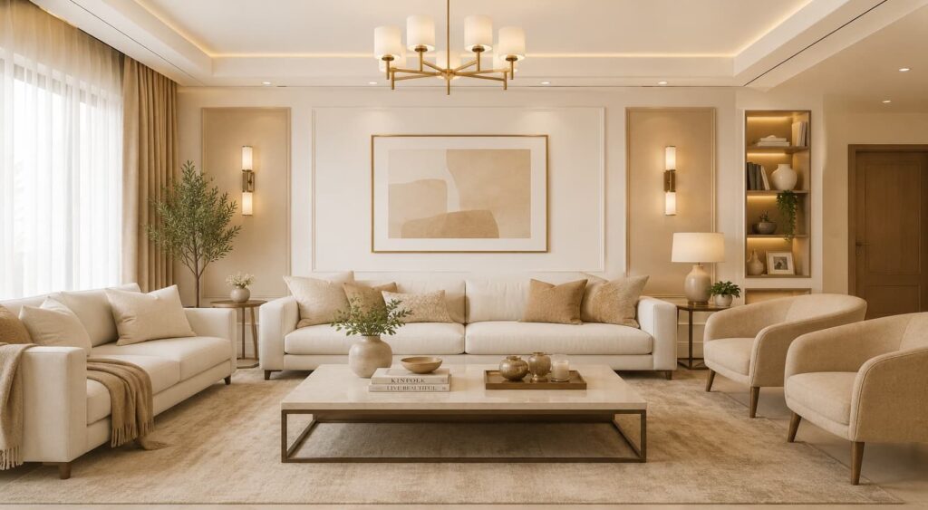 white and warm beige