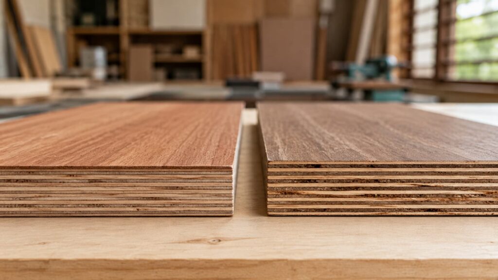 BWR and BWP plywood sheets showing their layered construction
