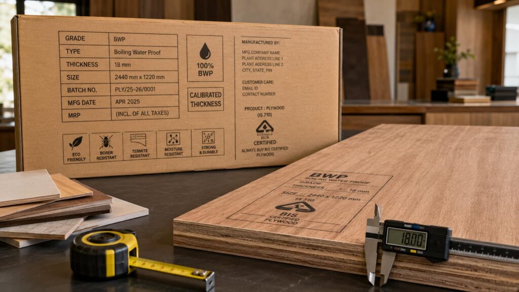 Checking plywood grade BIS marking thickness and manufacturer details