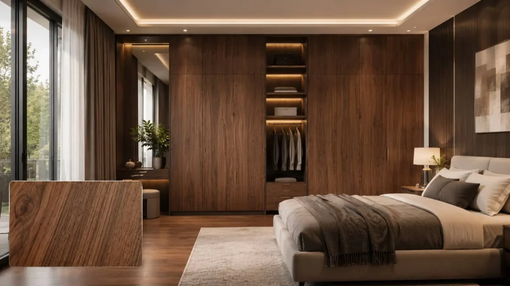 High-gloss acrylic modular kitchen cabinets with a modern luxury finish.