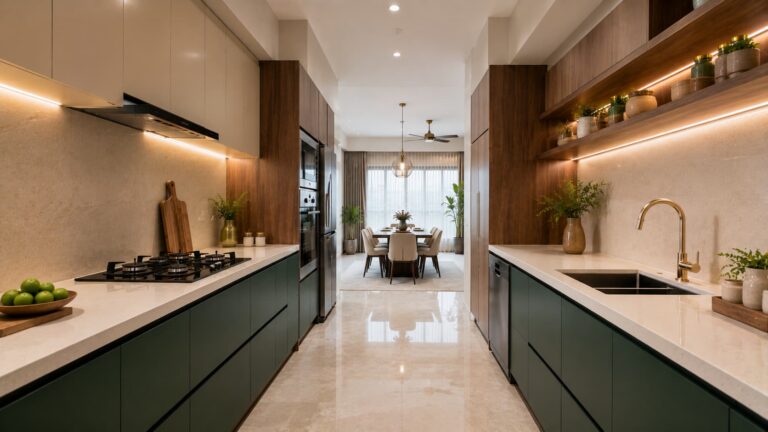 Modern parallel modular kitchen design for Indian homes